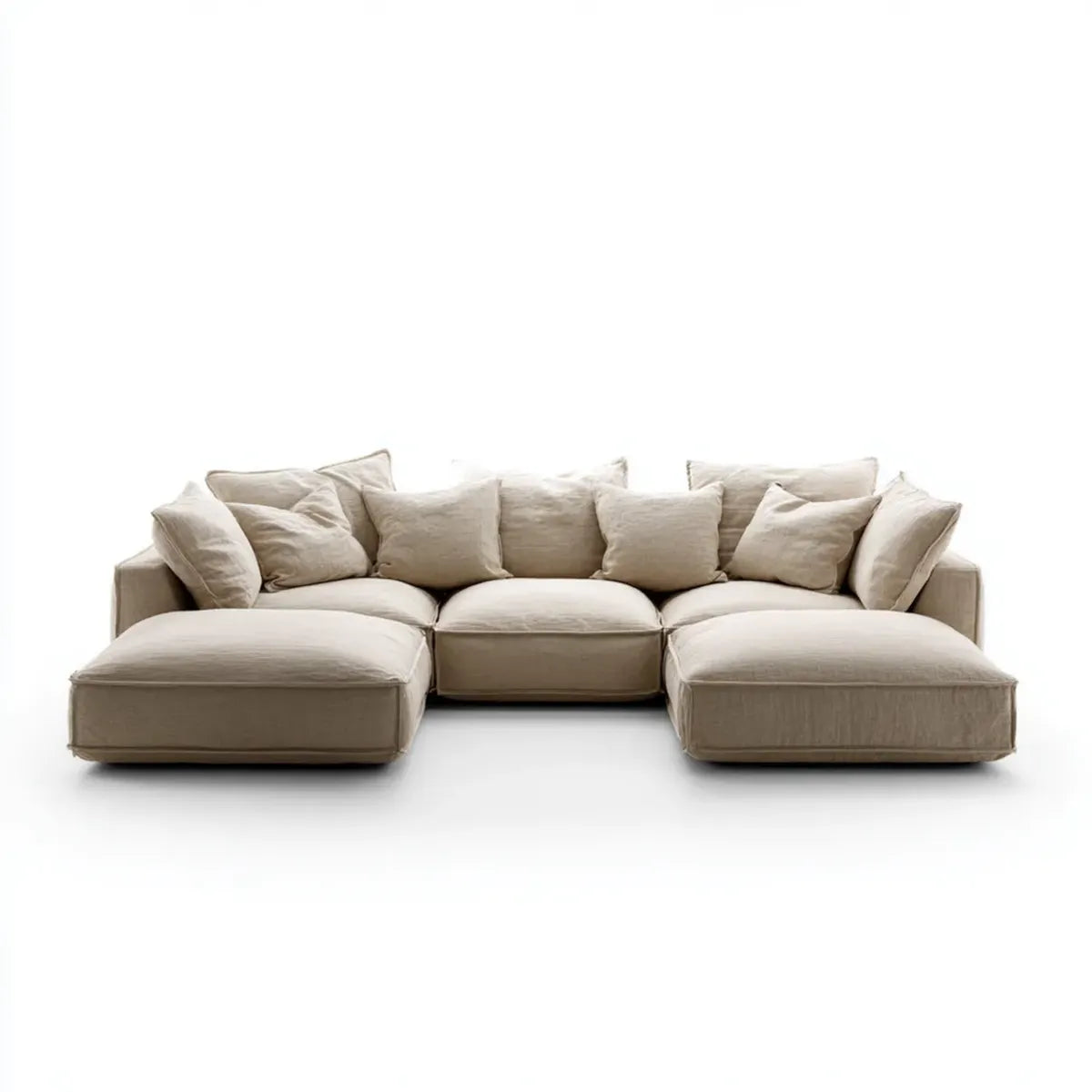 U-förmiges Ecksofa Beige 300 x 170 x 80 cm mit Polyesterbezug und Polyurethanschaumpolsterung
