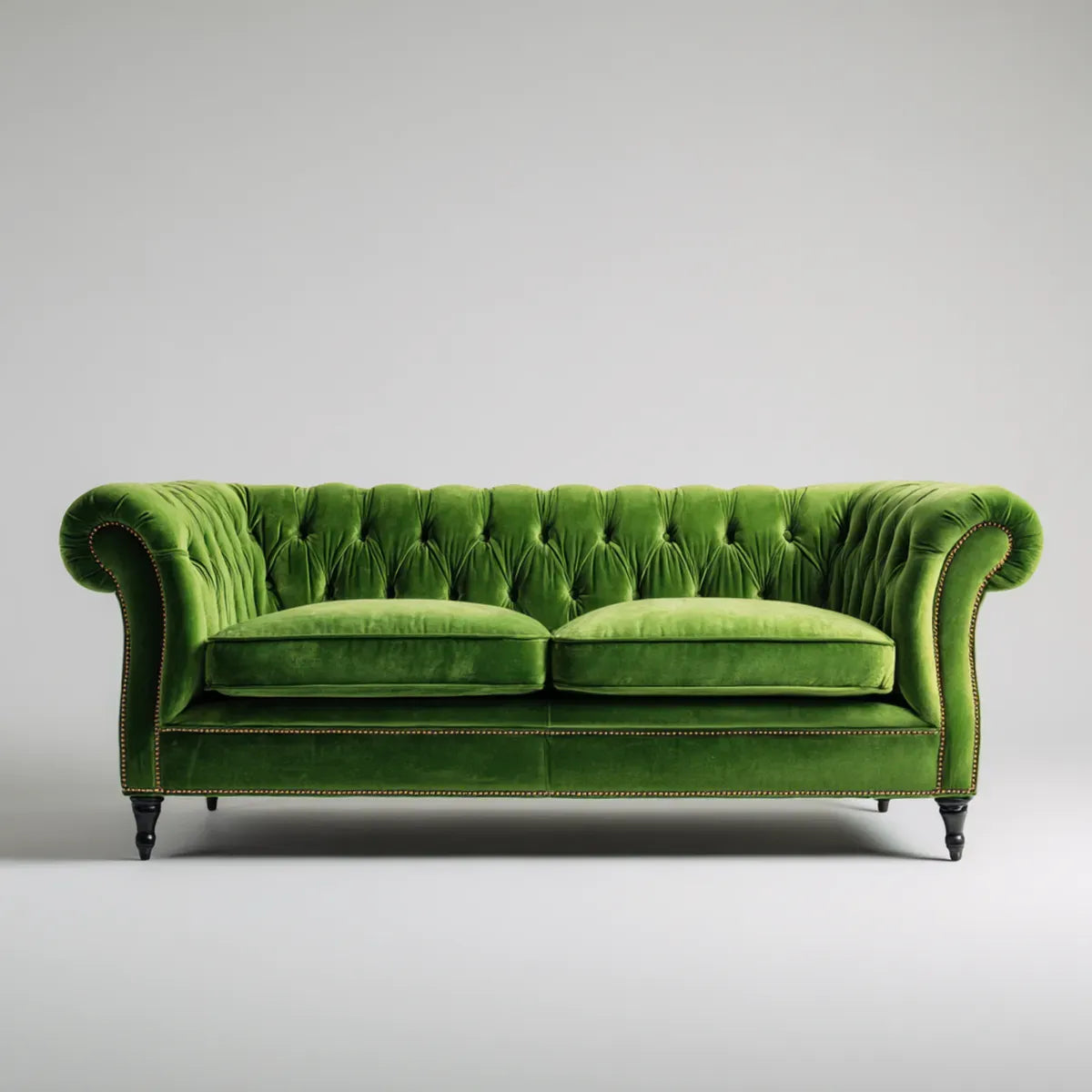 Chesterfield 3-Sitzer Sofa Grün aus Polyester-Samt 210 x 90 x 75 cm