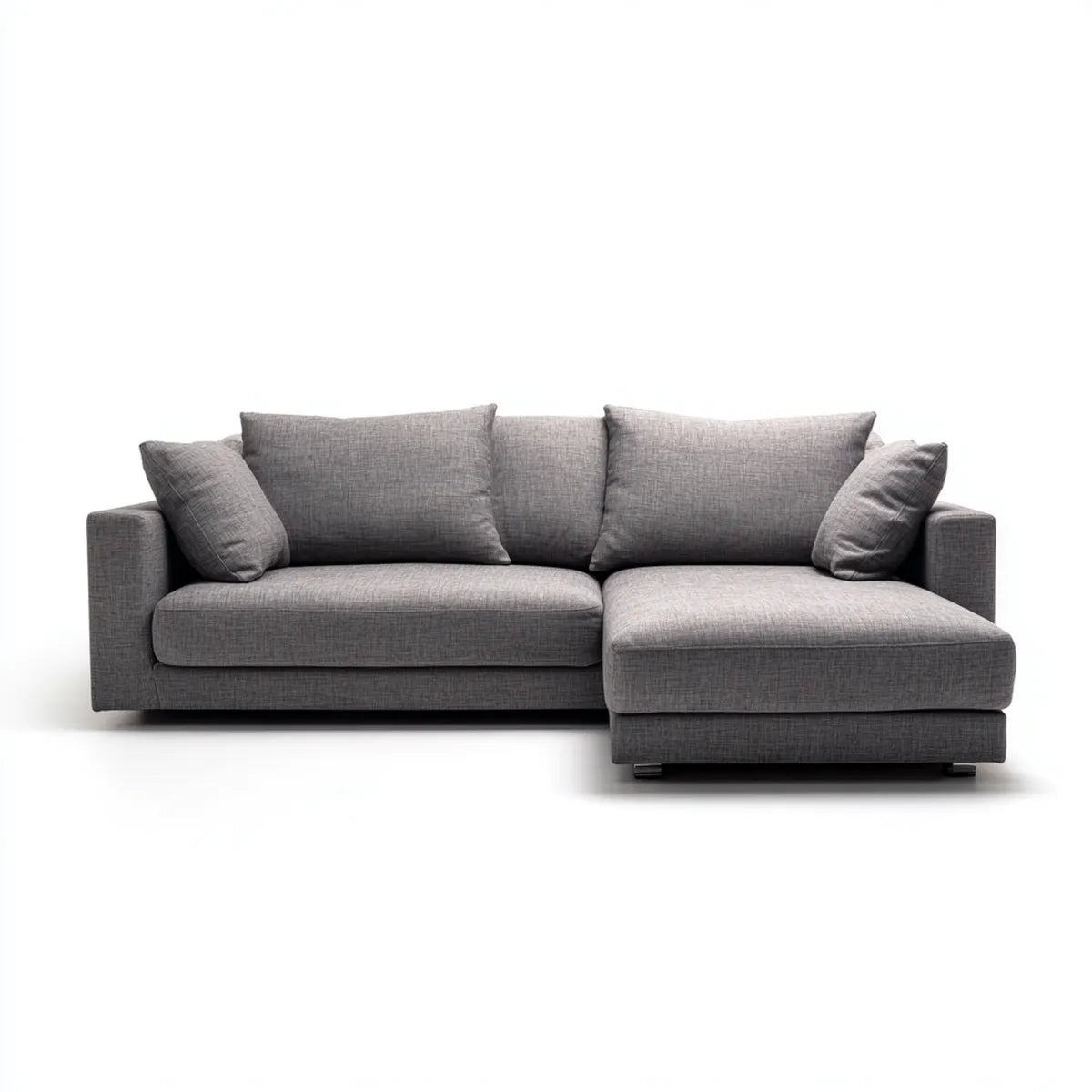 Ecksofa mit Recamiere rechts Grau 250 x 160 x 85 cm Polyester L-Form