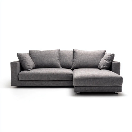 Ecksofa mit Recamiere rechts Grau 250 x 160 x 85 cm Polyester L-Form