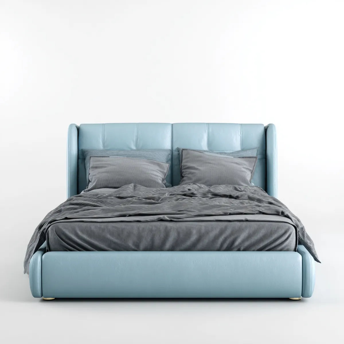 Polsterbett Doppelbett Hellblau 160 x 200 cm PU-Kunstleder Rechteckig