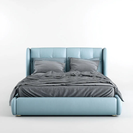 Polsterbett Doppelbett Hellblau 160 x 200 cm PU-Kunstleder Rechteckig