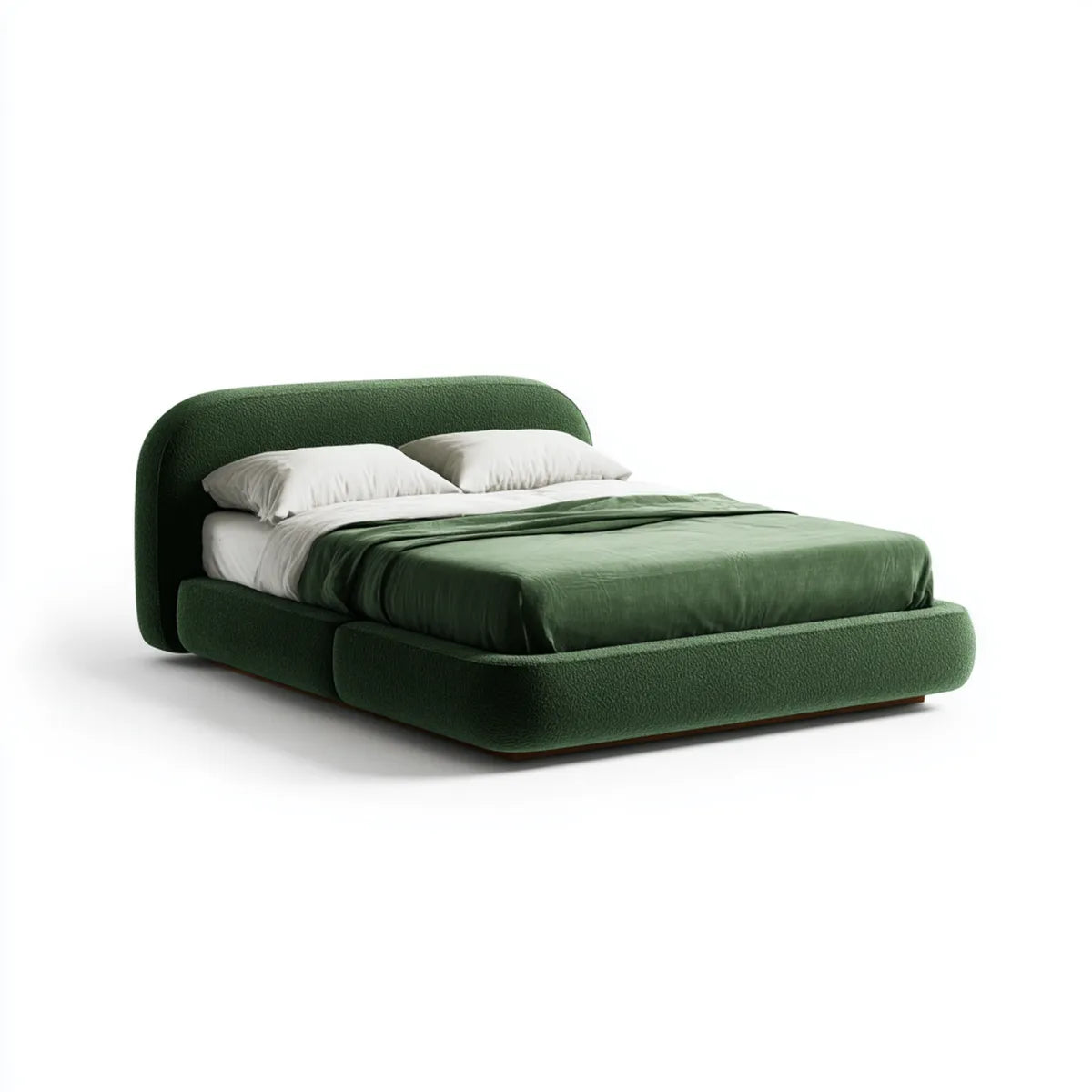 Polsterbett Doppelbett Grün 180 x 200 cm Polyesterbezug mit abgerundetem Kopfteil