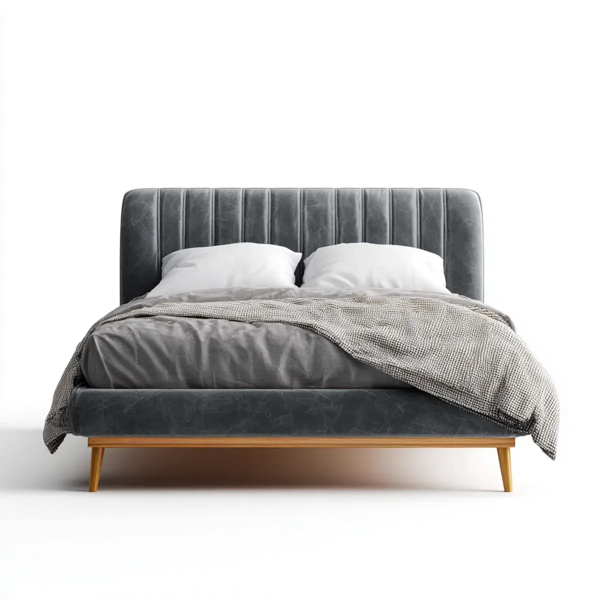 Polsterbett Doppelbett Grau 180 x 200 cm PU-Kunstleder Rechteckig mit Lattenrost