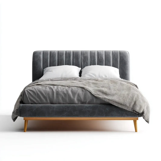 Polsterbett Doppelbett Grau 180 x 200 cm PU-Kunstleder Rechteckig mit Lattenrost