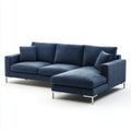 Ecksofa mit Recamiere rechts Dunkelblau 260 x 160 x 85 cm Polyester Webstoff Edelstahlfüße L-Form