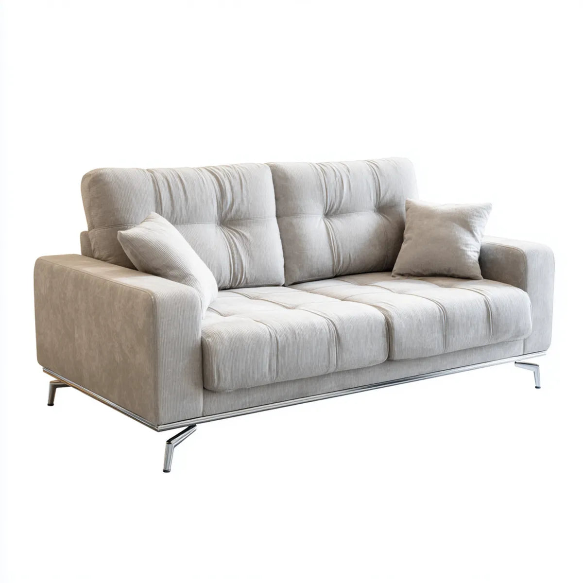 3-Sitzer Sofa Beige 220 x 95 x 85 cm Polyester-Cord Rechteckig