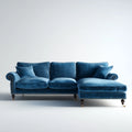 Ecksofa mit Recamiere rechts Dunkelblau Polyestersamt L-Form 275 x 165 x 88 cm
