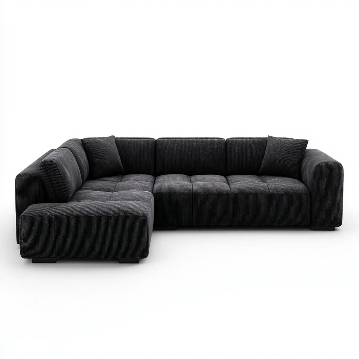 Ecksofa mit linker Recamiere Anthrazit 260 x 160 x 75 cm Polyester-Cord L-Form
