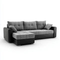 Ecksofa mit Recamiere Grau Schwarz 260 x 160 x 85 cm Polyesterbezug und PU-Kunstleder L-Form