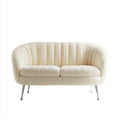 2-Sitzer Cordsofa Creme 150 x 82 x 78 cm Polyester abgerundete Form Stahlbeine