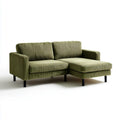 2-teiliges Cord Ecksofa Olivgrün mit Recamiere L-Form 200 x 145 x 85 cm Polyester