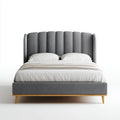 Polsterbett Doppelbett 180 x 200 cm Grau mit Polyesterbezug und Massivholzfüßen