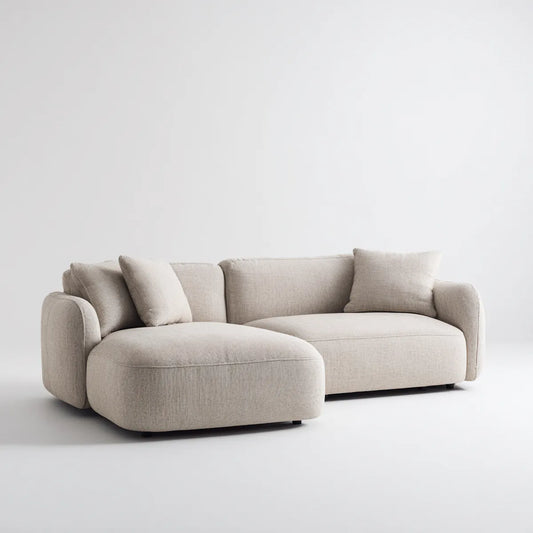 Ecksofa mit Ottomane links Beige 260 x 165 x 78 cm Polyester-Cord L-Form
