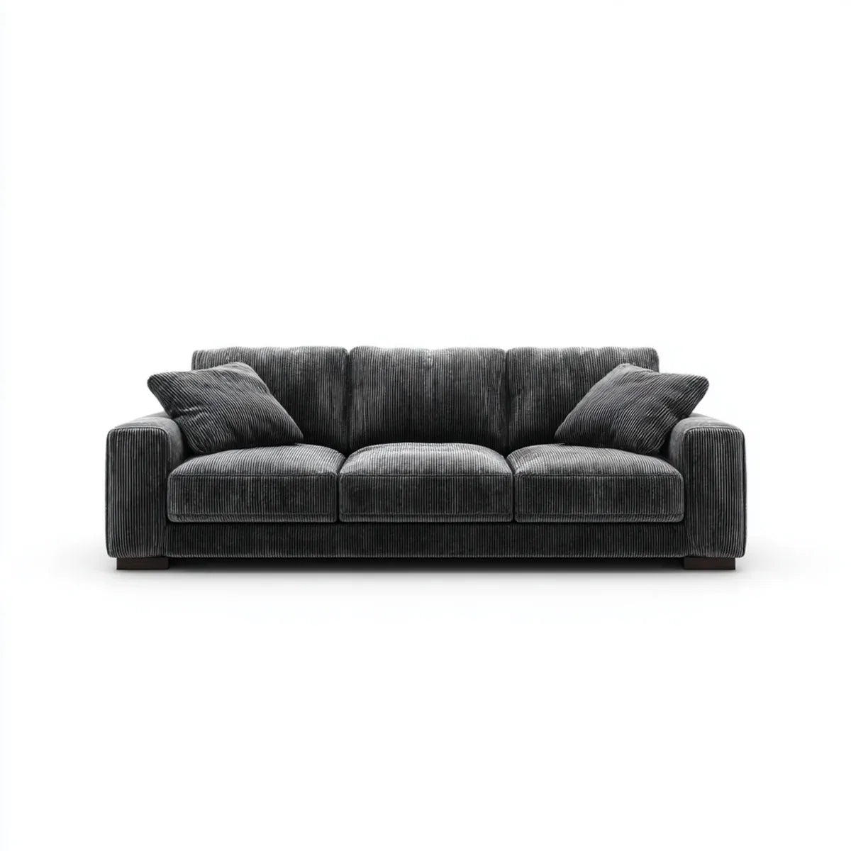 3-Sitzer Sofa Dunkelgrau 220 x 92 x 85 cm mit Polyester-Cordbezug rechteckig
