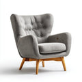 Ohrensessel Grau aus Polyester mit Massivholzbeinen in geschwungener Form 78 x 85 x 105 cm