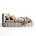 Polsterbett Doppelbett Creme 180 x 200 cm Polyester Rechteckig