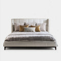 Polsterbett Doppelbett Creme 180 x 200 cm Polyester-Samt Rechteckig