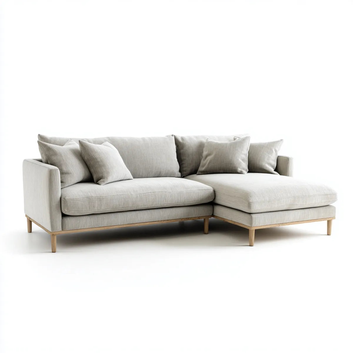 Ecksofa mit Recamiere Beige 250 x 160 x 85 cm Polyester Massivholz L-Form