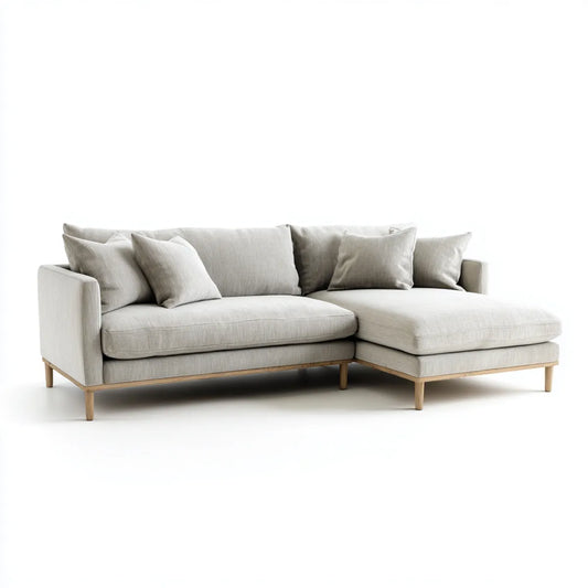 Ecksofa mit Recamiere Beige 250 x 160 x 85 cm Polyester Massivholz L-Form
