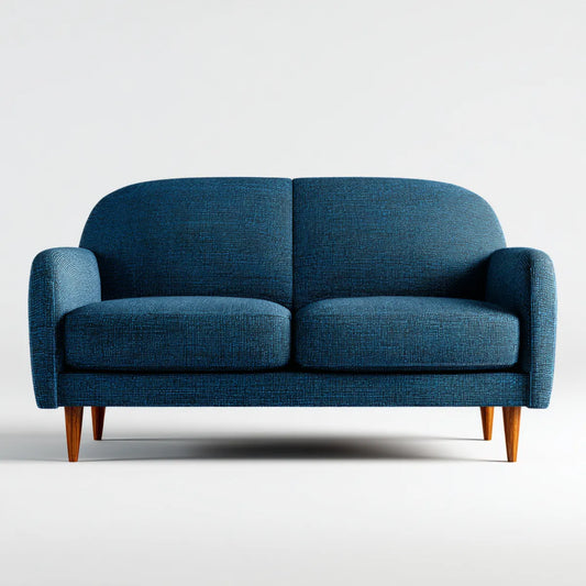 2-Sitzer Sofa Dunkelblau 150 x 85 x 83 cm Polyesterbezug abgerundete Form