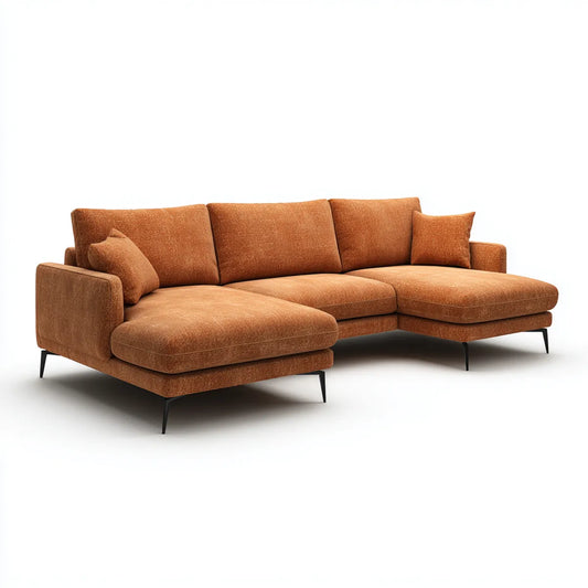 Ecksofa mit Recamiere Braun 280 x 170 cm Polyesterbezug L-Form