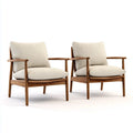 2er Set Loungesessel Beige 68 x 78 x 80 cm mit Massivholzgestell und Polyesterbezug
