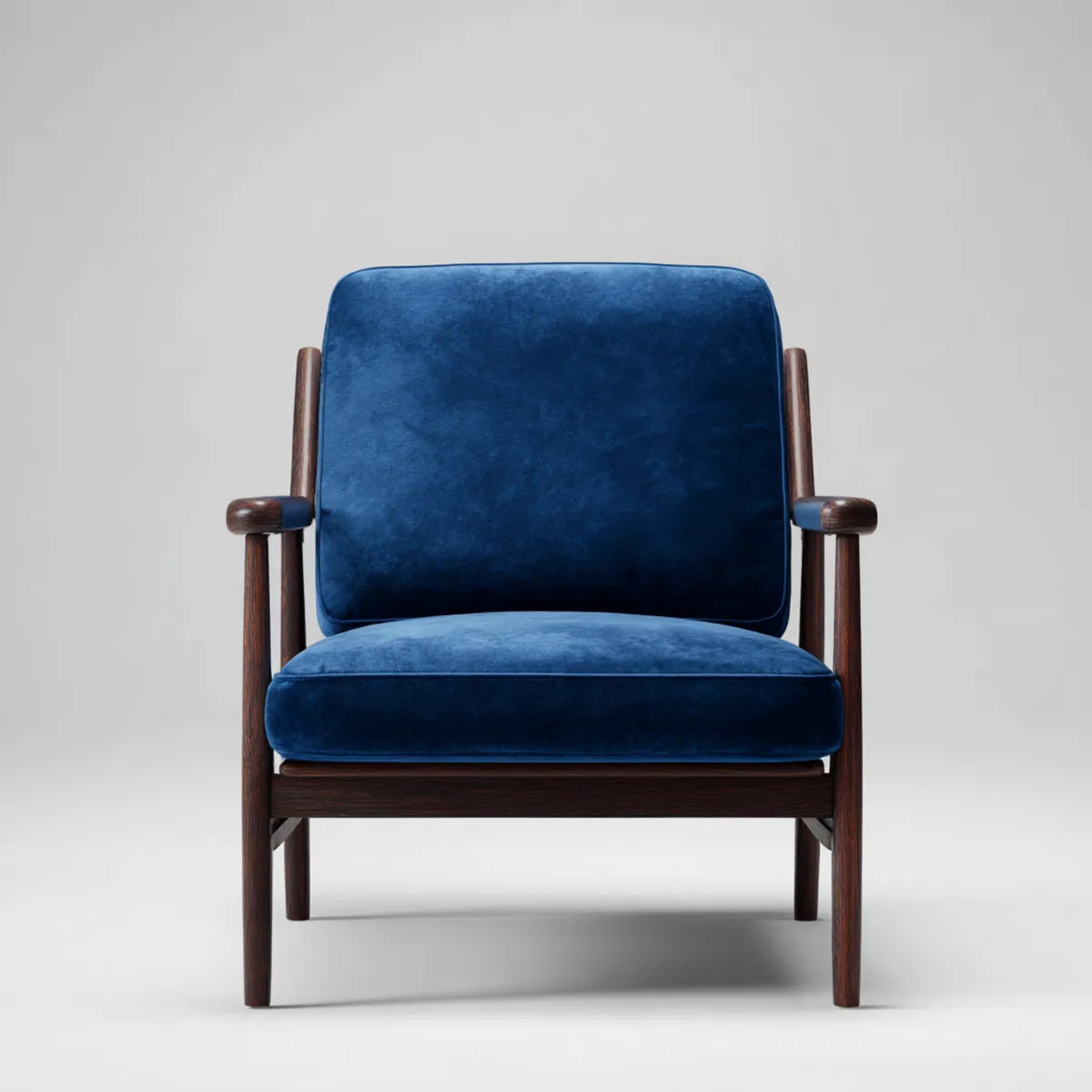Polstersessel Blau mit Armlehnen aus Massivholz 68 x 78 x 88 cm